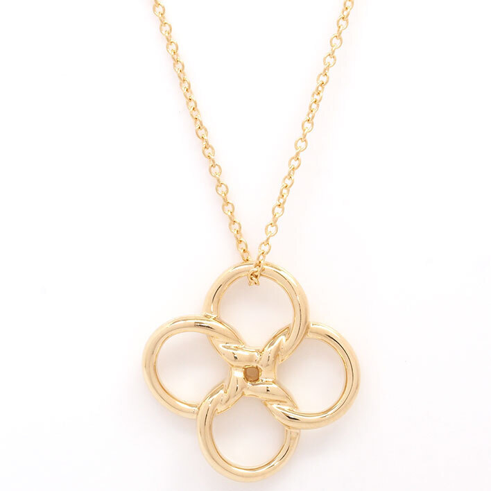 Tiffany Quadrofolio Clover Four Leaf Flower Necklace Yellow Gold
